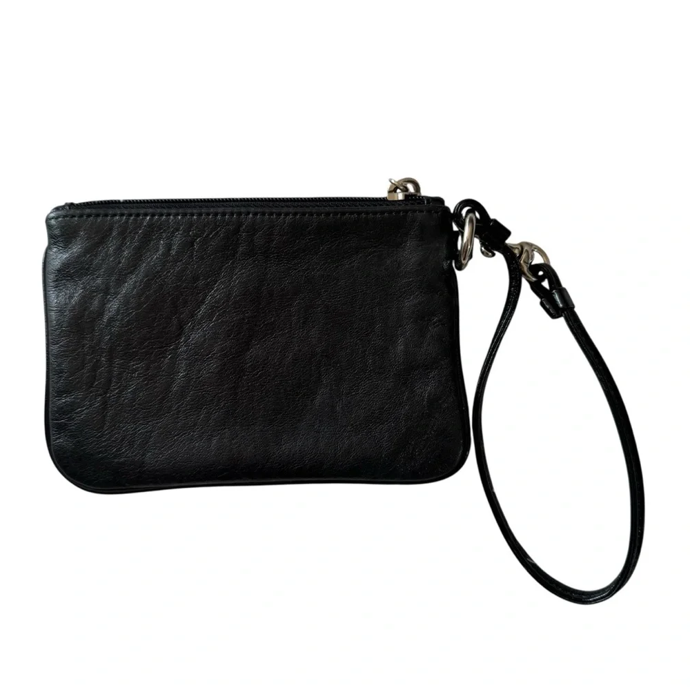 Coach Vintage Poppy Black And Silver Wristlet